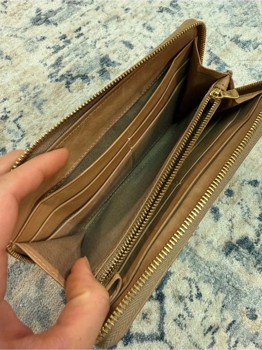 FEED Cognac Caramel Brown Leather Zip Wallet Clutch